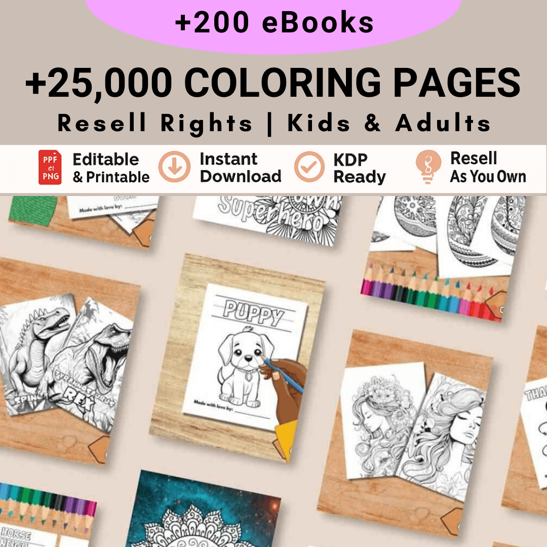 25,000+ Coloring Pages | PLR & MRR Included |