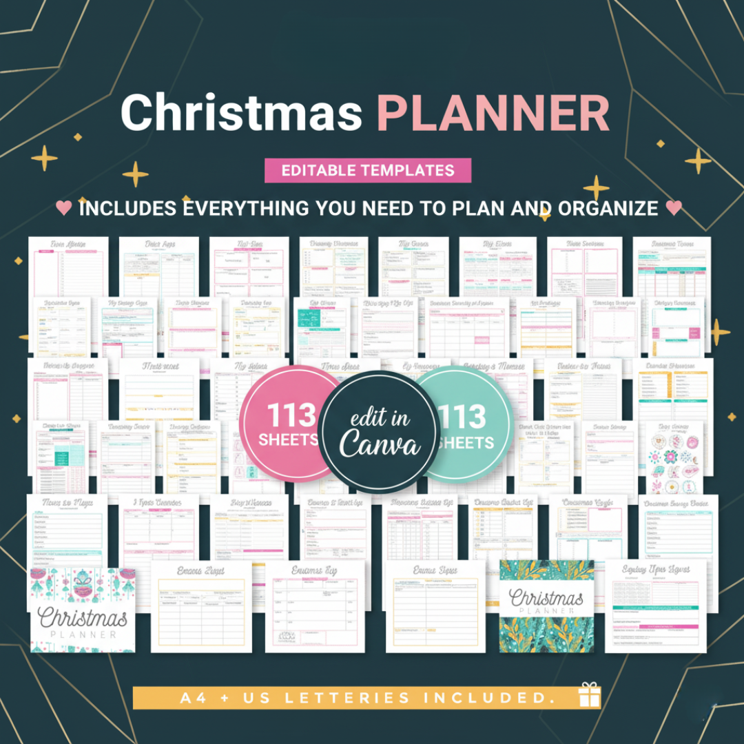 Christmas Planner Canva Templates | PLR & MRR Included |