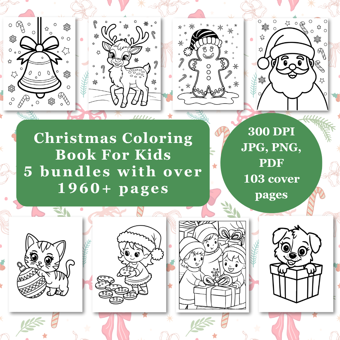 Kids Christmas Coloring Book Big Bundle | PLR & MRR Included |