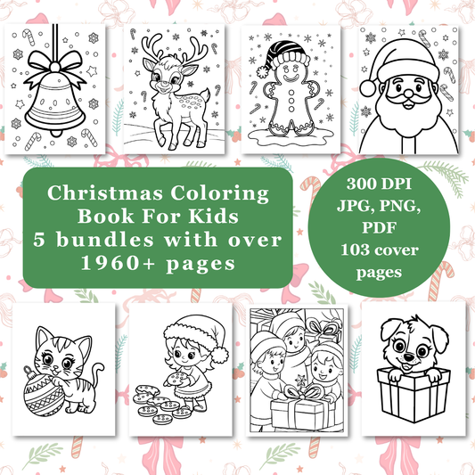 Kids Christmas Coloring Book Big Bundle | PLR & MRR Included |