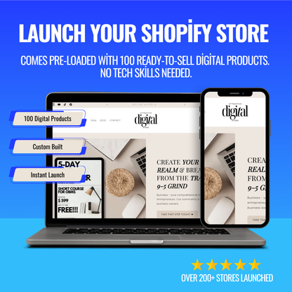 100 Digital Products + Custom Built Store