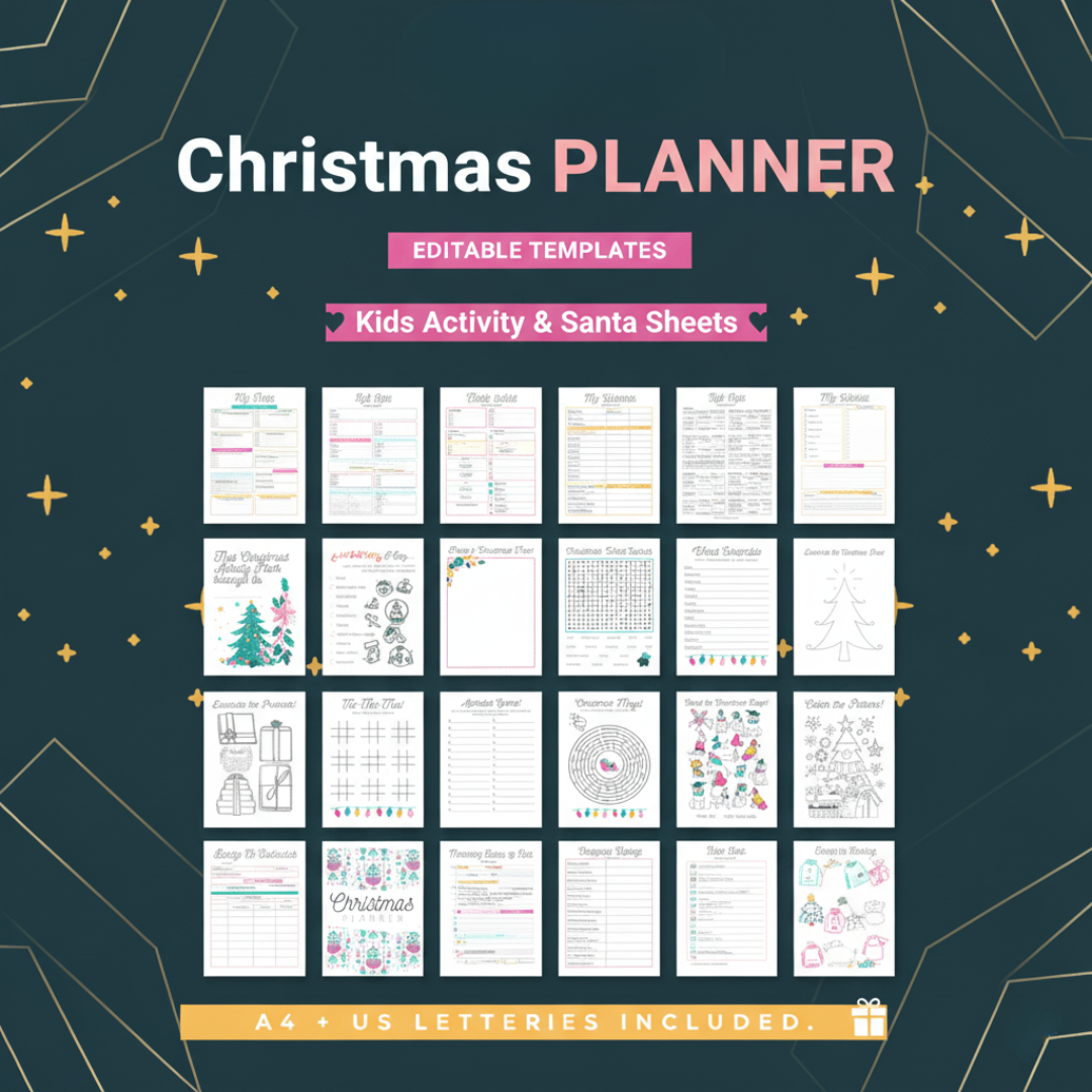 Christmas Planner Canva Templates | PLR & MRR Included |