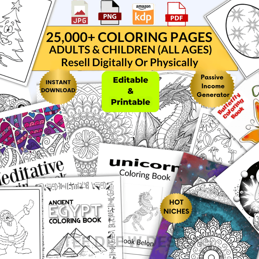 25,000+ Coloring Pages | PLR & MRR Included |