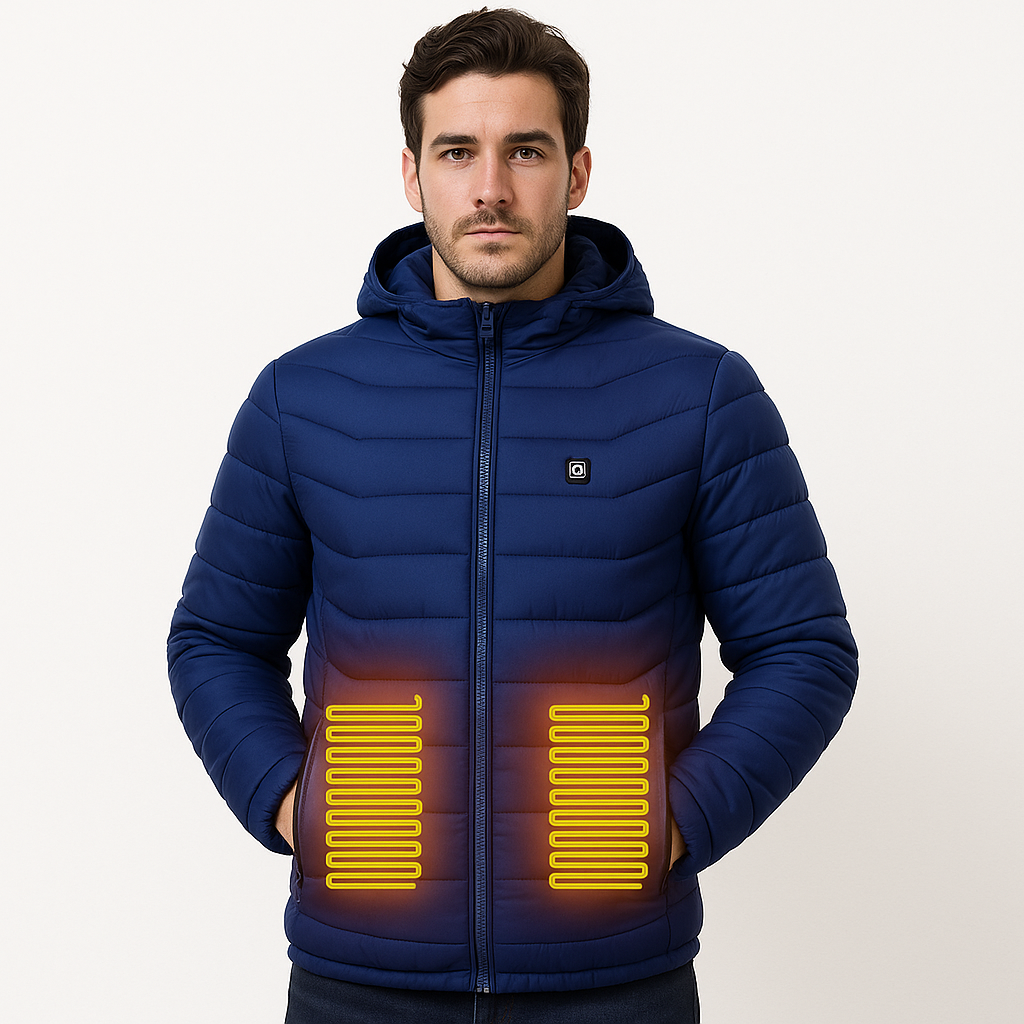 Men Heated Puffer Jacket Electric Heating Coat Insulated Hood Windbreaker 9Heat Zones