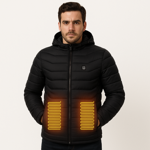 Men Heated Puffer Jacket Electric Heating Coat Insulated Hood Windbreaker 9Heat Zones