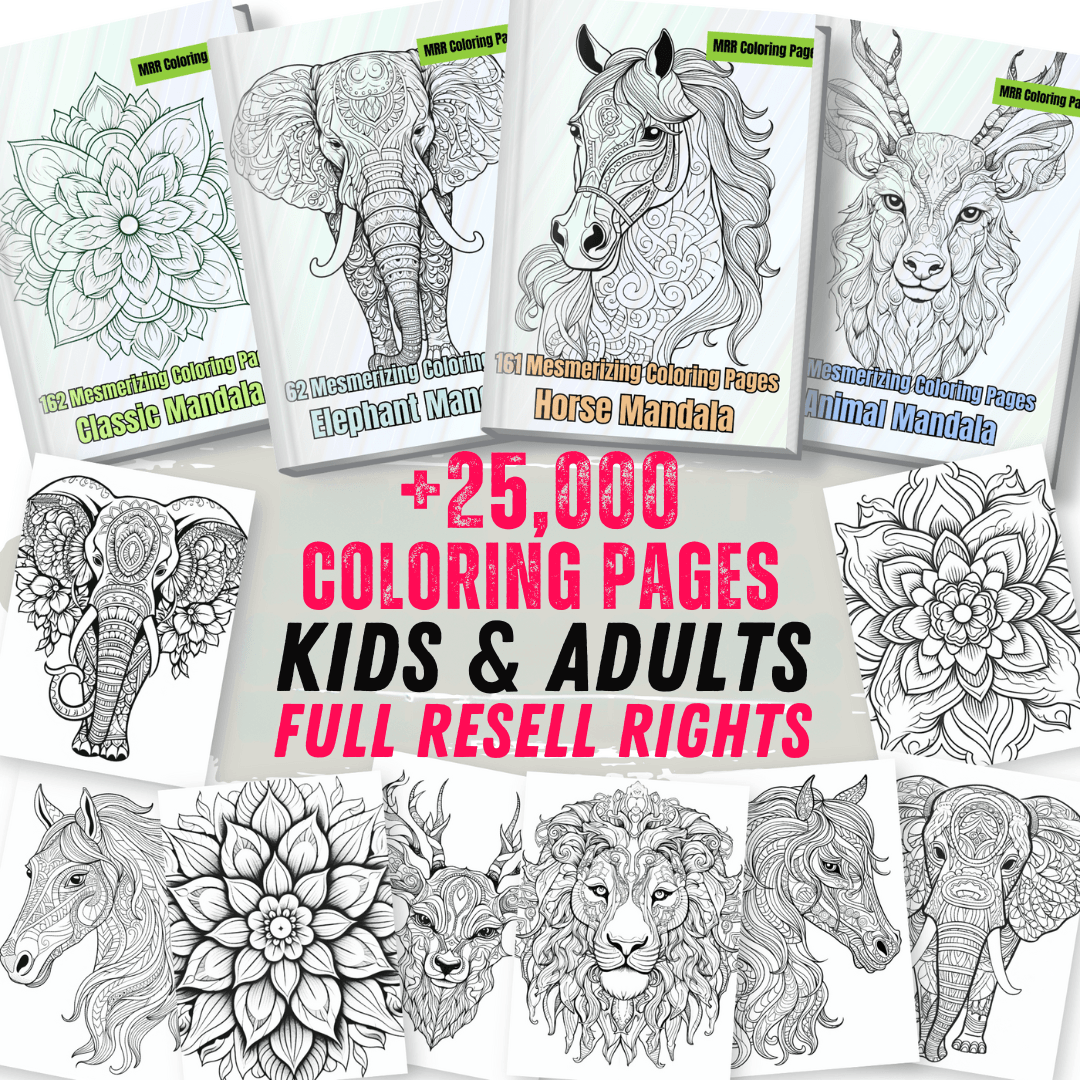 25,000+ Coloring Pages | PLR & MRR Included |