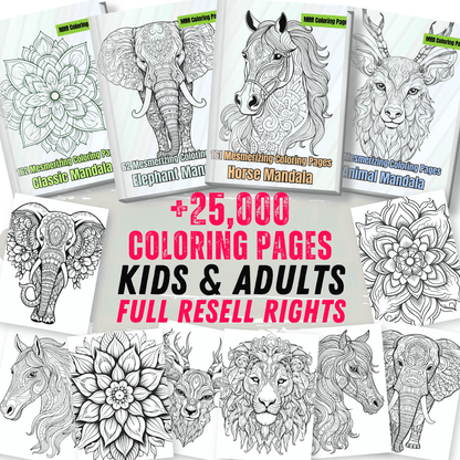 25,000+ Coloring Pages | PLR & MRR Included |