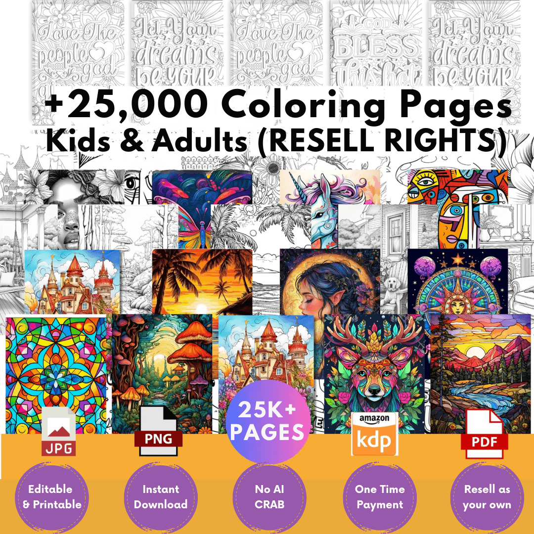 25,000+ Coloring Pages | PLR & MRR Included |