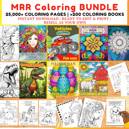 25,000+ Coloring Pages | PLR & MRR Included |